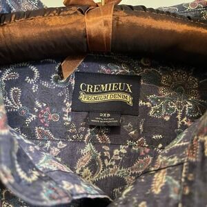 Cremieux Premium Denim Men's Button Shirt Blue Floral Print Long Sleeve Mens 2XL